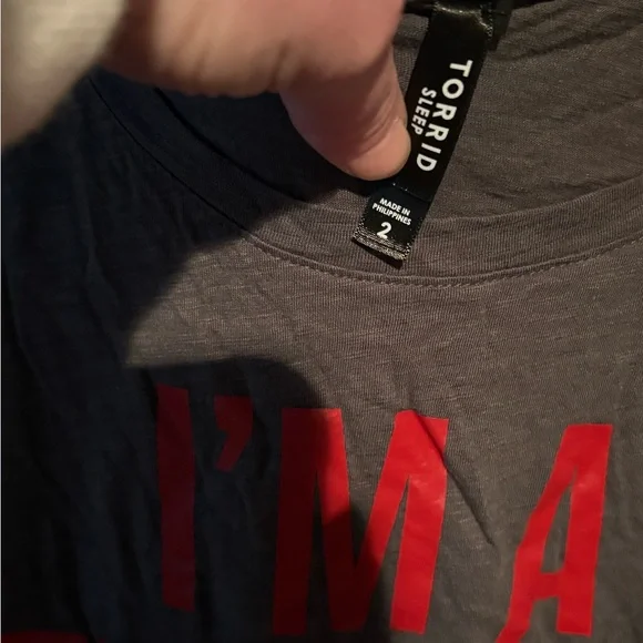 Torrid Charcoal Tee with Vibrant Red Text - Picture 2 of 3